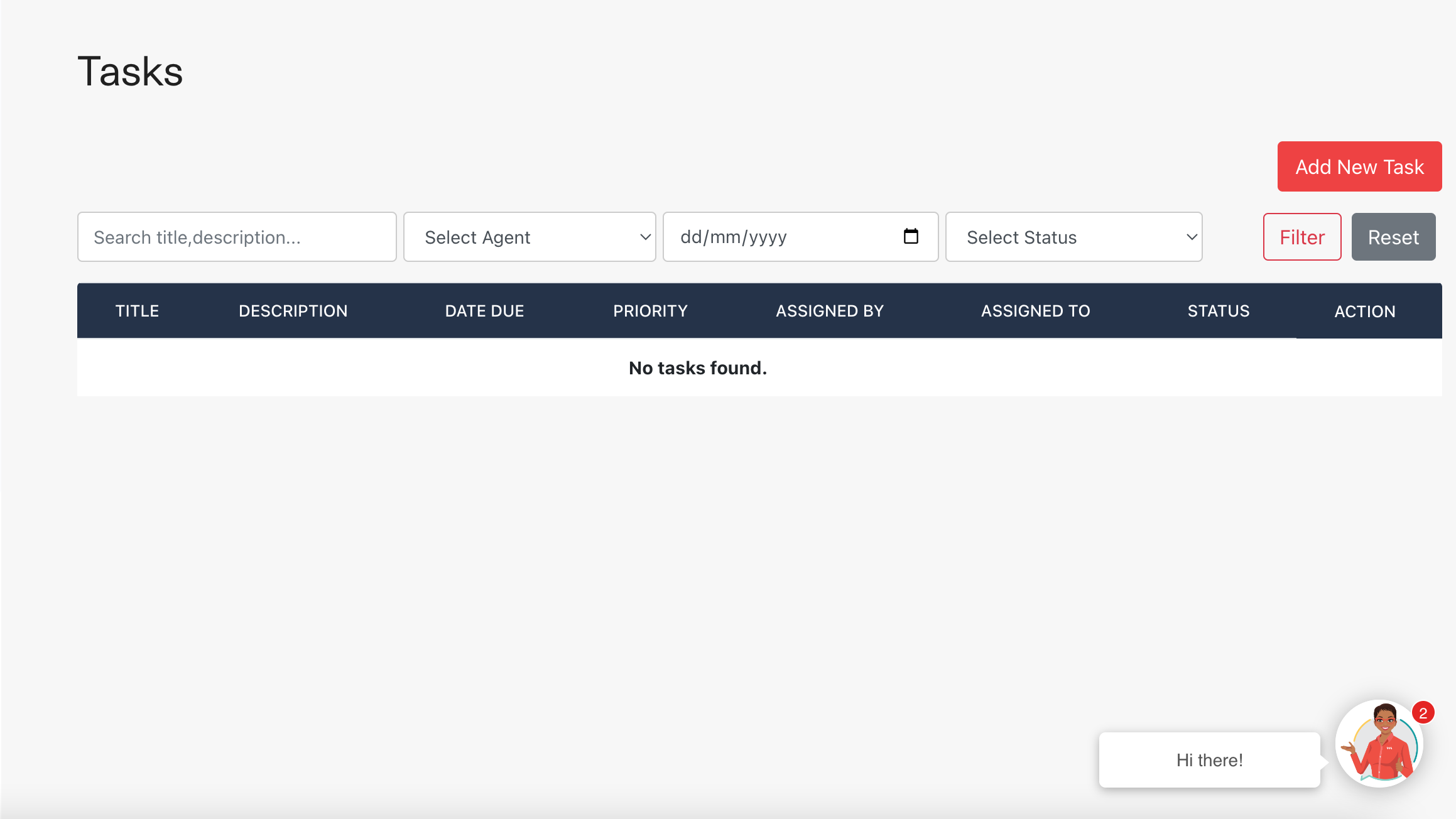 Screenshot of Leads Management System